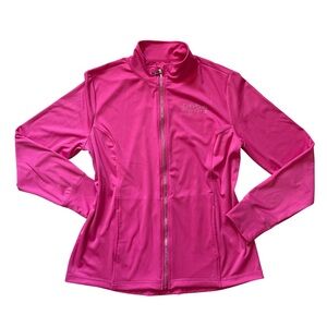 Bebe Zip Up Track Jacket Womens L Hot Pink Long Sleeve Activewear Athleisure